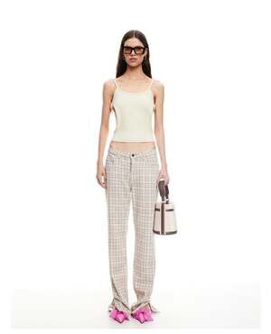 Lioness Alabama Plaid Jeans in Almond